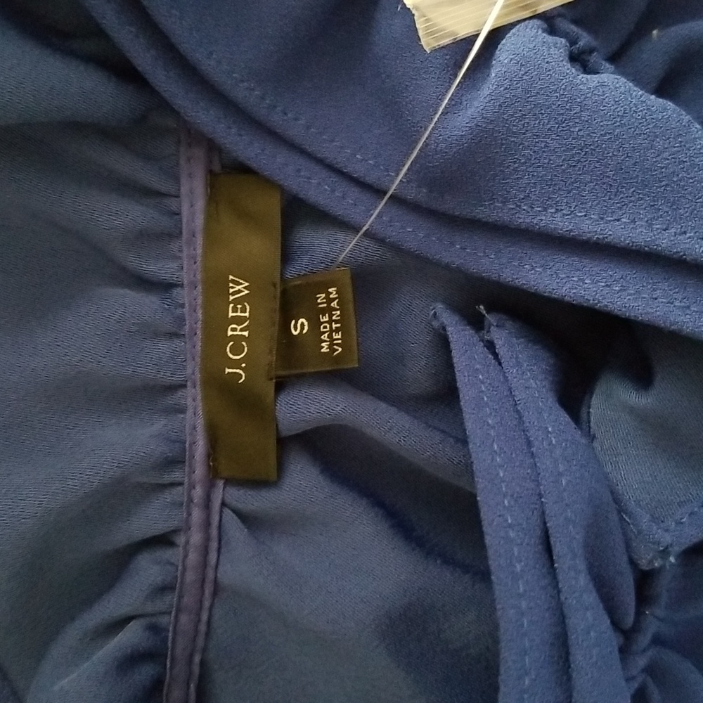 J. Crew Blue Ruffle-neck Top - Picture 7 of 11